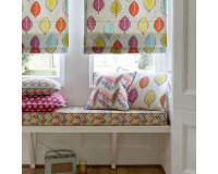 Englischer Dekostoff Clarke & Clarke CARIBA, Zacken-Mosaik, gedecktes lila-helles türkis