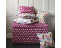 Englischer Dekostoff Clarke & Clarke CARIBA, Zacken-Mosaik, gedecktes lila-helles türkis