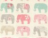 Englischer Dekostoff Clarke & Clarke ELEPHANTS, gemusterte Elefanten, natur-gedecktes türkis