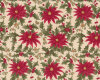 Patchworkstoff UNDER THE MISTLETOE, Weihnachtsstern und Ilex, hellbeige-dunkelrot, Moda Fabrics
