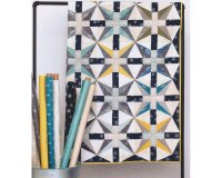 Patchworkstoff SHIMMER, Federn auf Fischgrat, beigegrau-lichtsilber metallic