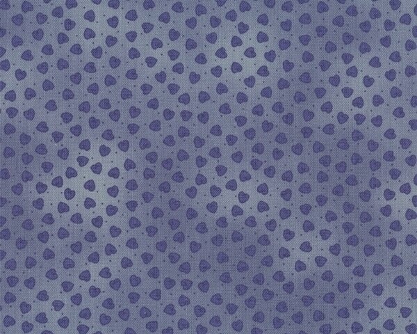 Patchworkstoff "Quilters Basic", kleine Herzen auf Batikgrund, taubenblau-gedecktes lila
