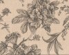 Englischer Leinen-Dekostoff Clarke & Clarke PROVENCE, Ornamentblüten mit Papageien, natur-schwarz