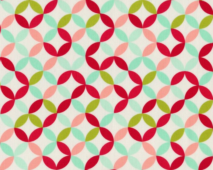 Patchworkstoff HELLO DARLING, Kreuz-Ovale, mintgrün-rot-altrosa, Moda Fabrics