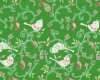Patchworkstoff "Love & Joy" mit Vögeln auf Paisley-Ranken, grasgrün-weiß