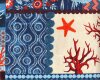 Patchworkstoff INDI IKAT, Unterwasserwelt, gedecktes blau-rot