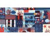 Patchworkstoff INDI IKAT, Unterwasserwelt, gedecktes blau-rot