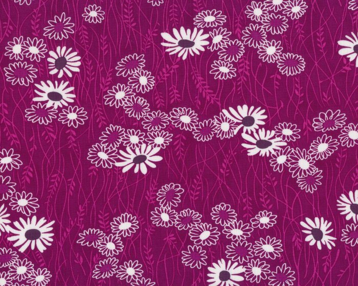 Patchworkstoff SIMPLY COLORFUL II, Wiesenblumen, aubergine-gebrochenes weiß, Moda Fabrics