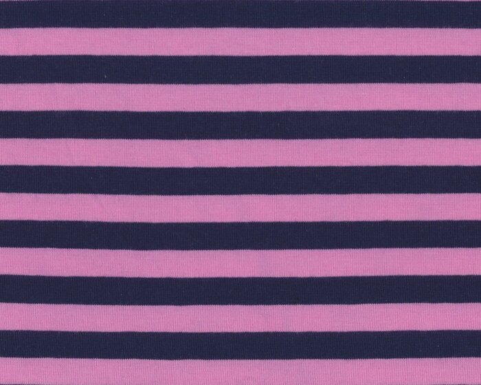 Baumwoll-Jersey CAMPANTE, breite Streifen, marineblau-rosa
