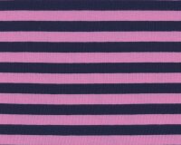 Baumwoll-Jersey CAMPANTE, breite Streifen, marineblau-rosa