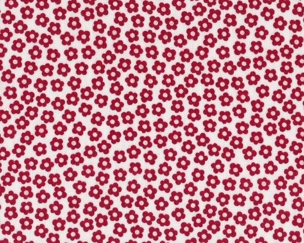 Patchworkstoff "Quilters Basic", Sreublümchen, weiß-rot