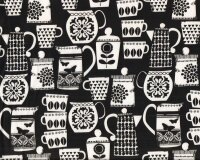 Patchworkstoff PUT LID ON IT mit Tassen, Krügen und...