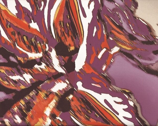 Baumwoll-Stretch-Satin "Cagliari" mit abstrakten Muster, gedecktes lila