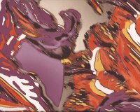Baumwoll-Stretch-Satin "Cagliari" mit abstrakten Muster, gedecktes lila
