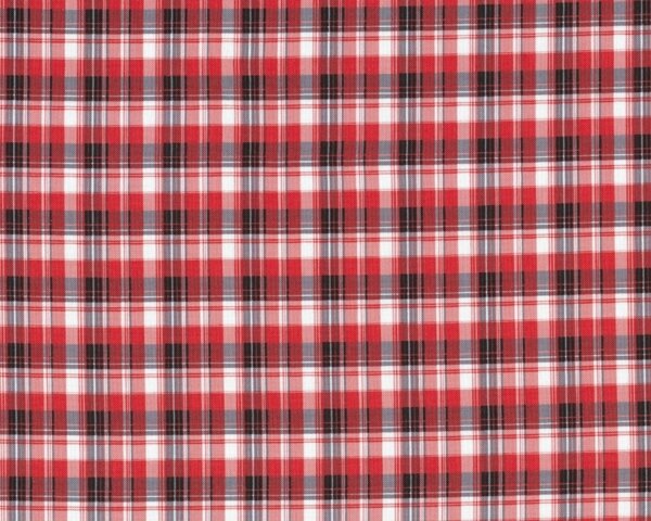 Patchworkstoff "Barn Yard Babies" mit Karo-Streifen, rot-schwarz
