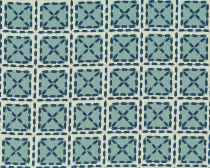 Patchworkstoff SHAMAN HOPI, Kreuz-Karos, helles türkis-gedecktes blau