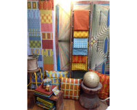 Patchworkstoff SHAMAN HOPI, Kreuz-Karos, helles türkis-gedecktes blau