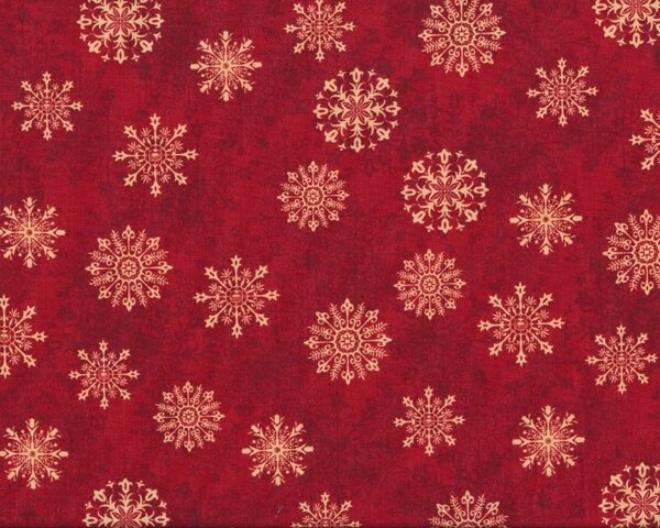 Patchworkstoff TIS THE SEASON, Schneekristalle, gedecktes rot