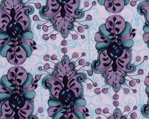 Patchworkserie "Cloes Imagination" mit großen Phantasieblüten, helllila-lila