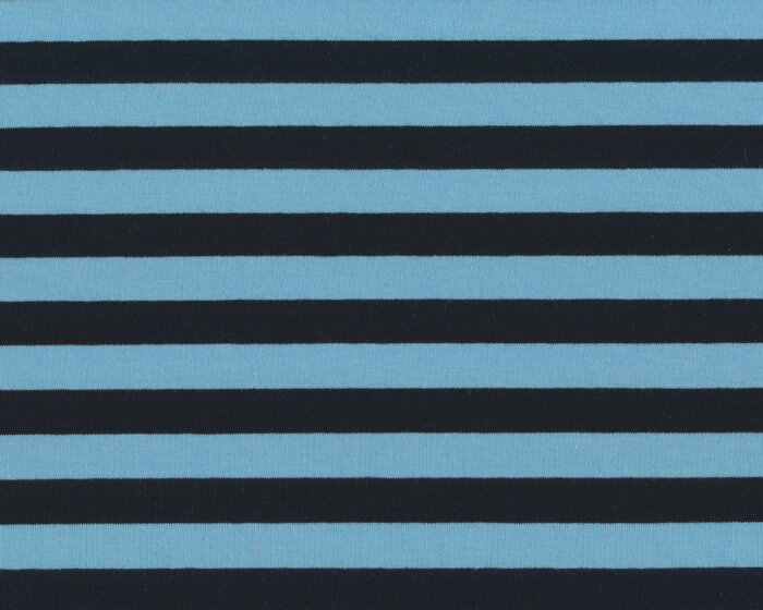 Baumwoll-Jersey CAMPANTE, breite Streifen, himmelblau-schwarz