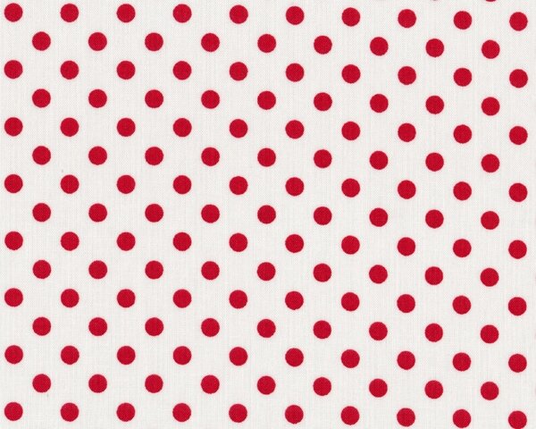 Patchworkstoff "Quilters Basic", große regelmäßige Punkte, gebrochenes weiß-rot