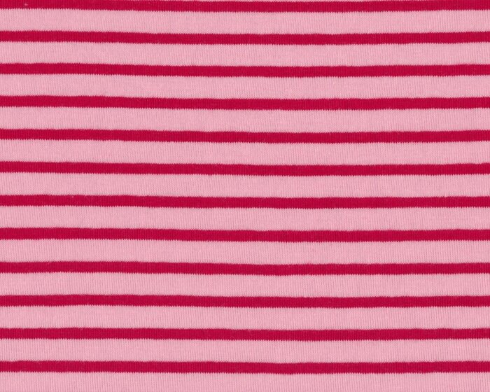 Baumwoll-Jersey CAMPAN mit Streifen, rosa-rot