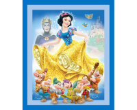 90-cm-Abschnitt, Panel, Patchworkstoff SNOW WHITE, Schneewittchen, hellblau-gelb-blau