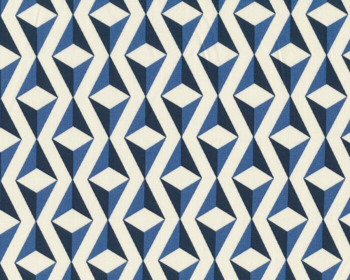 Patchworkstoff SERENITY, dreidimensionale Rauten, creme-gedecktes blau, Moda Fabrics