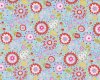 Patchworkstoff LITTLE AZALEA, Blumen und Blätter, hellblau-rot