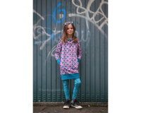 Leichter Sweatstoff ME, MYSELF & I - HELLO, Hände, gedecktes dunkelblau-petrol