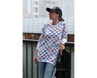 Leichter Sweatstoff ME, MYSELF & I - HELLO, Hände, gedecktes dunkelblau-petrol