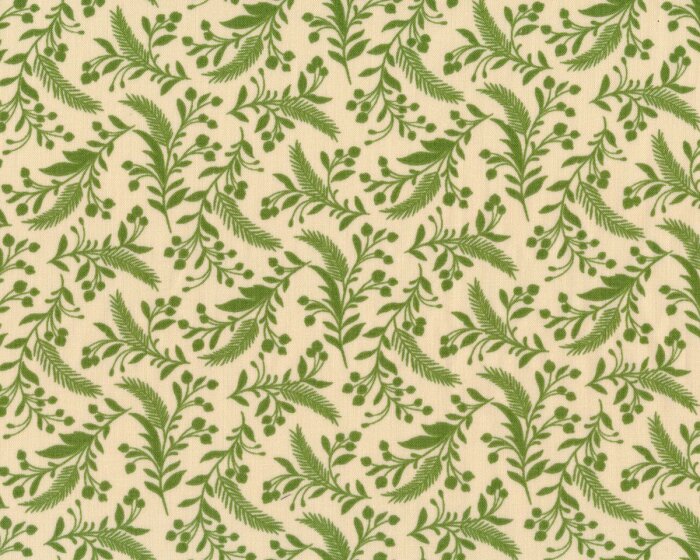 Patchworkstoff TOLE CHRISTMAS, Beeren-Zweige, grasgrün, Moda Fabrics