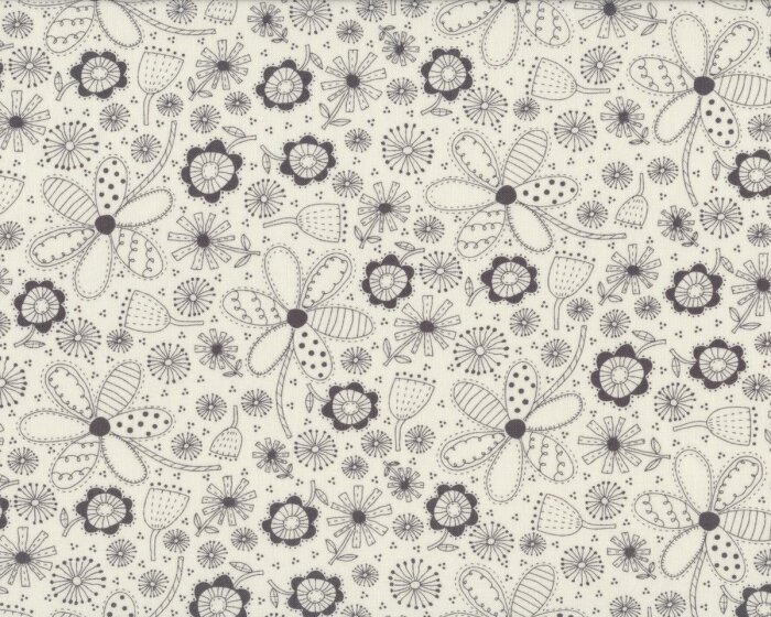 Patchworkstoff VOLUME II, Blümchen, gebrochenes weiß-grau, Moda Fabrics