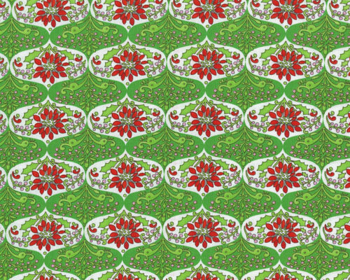 Patchworkserie Christmas Snowflower, mit regelmäßigen Kugelstreifen, grasgrün-weiß-rot
