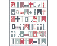 Patchworkstoff THE BOAT HOUSE, große Punkte, stumpfes nachtblau-dunkelrot-mintgrün, Moda Fabrics