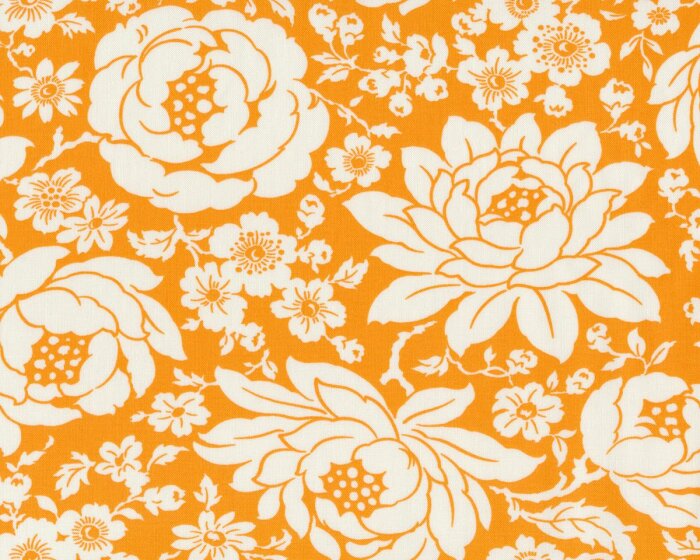 Patchworkstoff HELLO DARLING, große Blumen, orange, Moda Fabrics