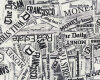 Patchworkstoff THE NEW RENAISSANCE MAN, Zeitungsnachrichten, schwarz-weiß