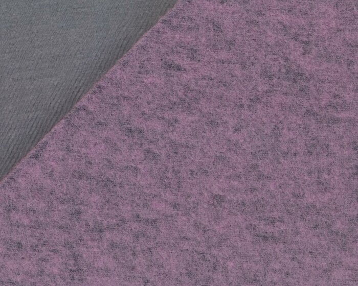 Italienischer Doubleface-Wollfilz, Walk mit Jerseyabseite CLEMENS, rosa-grau