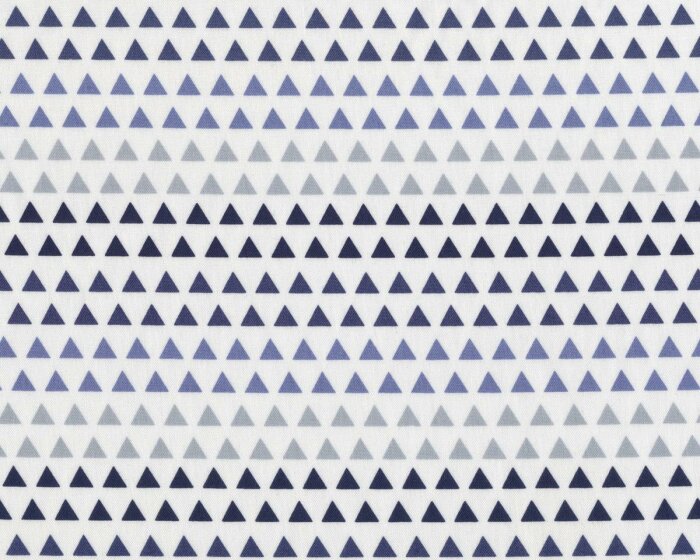 Patchworkstoff CORALINE, Dreiecke, weiß-taubenblau