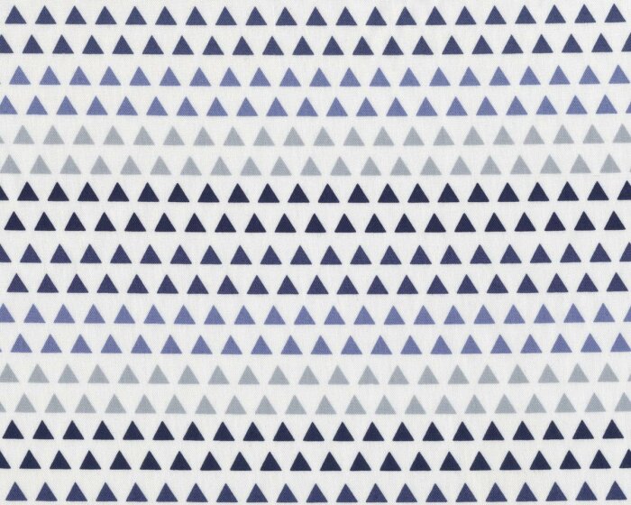 Patchworkstoff CORALINE, Dreiecke, weiß-taubenblau