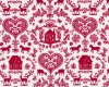 Patchworkstoff "Simple Pleasures" mit Häusern und Herzen, rot-weiß