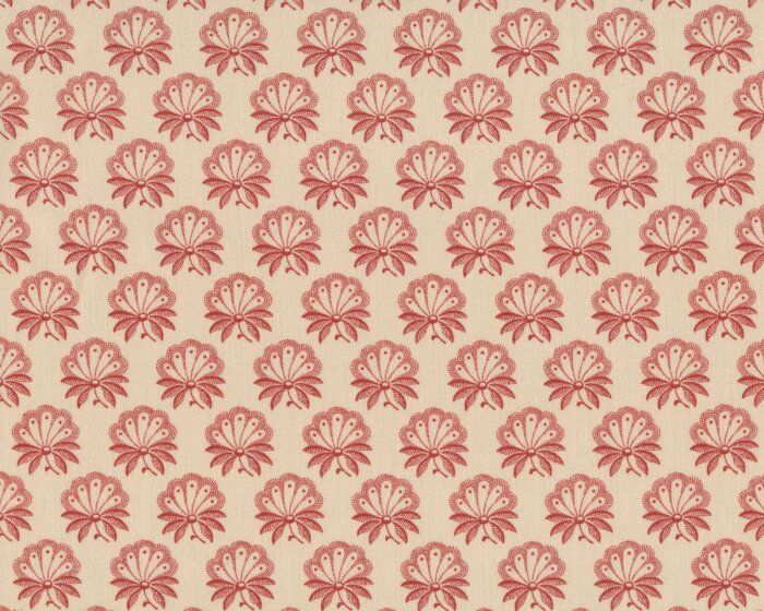 Patchworkstoff LE MARAIS, Fächer-Blumen, hellbeige-stumpfes rot, Moda Fabrics