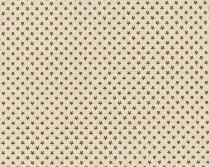 Patchworkstoff SCANDI CHRISTMAS, kleine Sterne, hellbeige-dunkles moosgrün