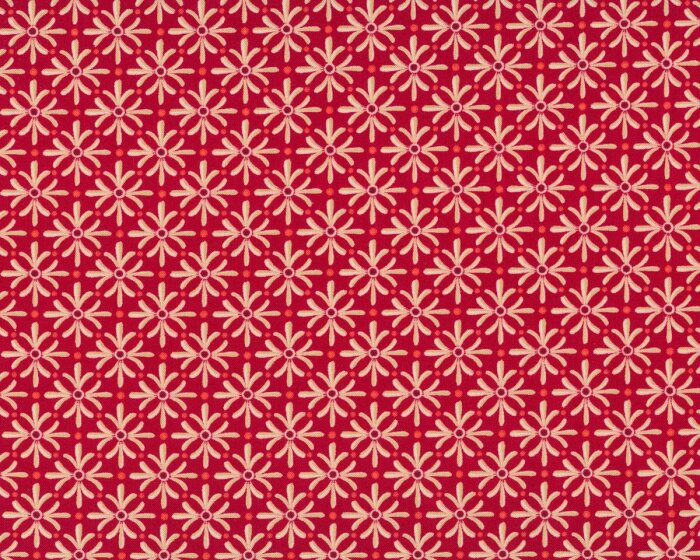 Patchworkstoff TOLE CHRISTMAS, Vierblatt-Blüten, rot-hellbeige, Moda Fabrics