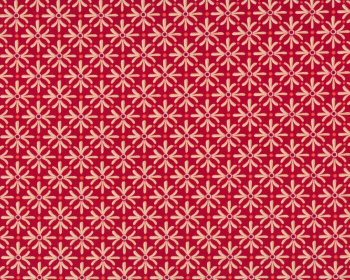 Patchworkstoff TOLE CHRISTMAS, Vierblatt-Blüten, rot-hellbeige, Moda Fabrics