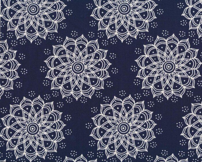 Patchworkstoff MINT TO BE, Sternen-Blüten, dunkelblau