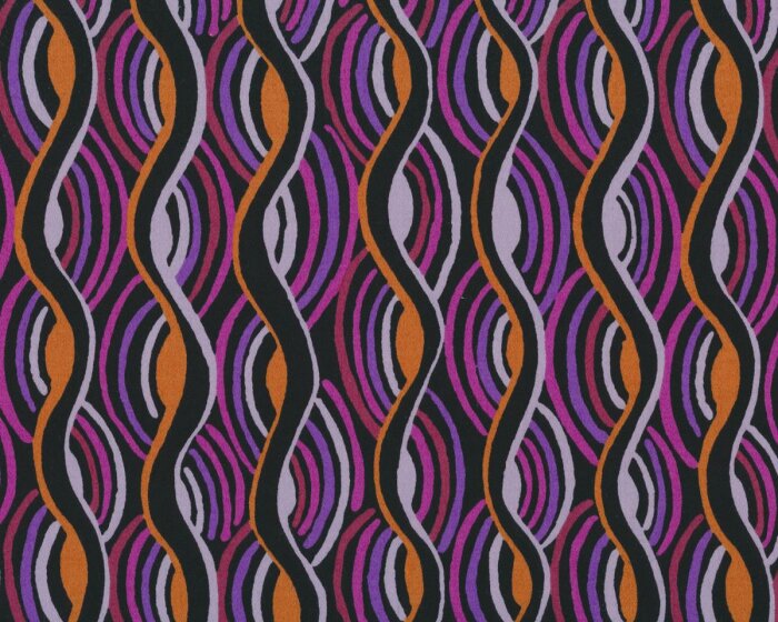 Designer-Baumwoll-Stretch aus Italien CODINO, Wellen, lila-hellbraun