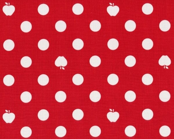 Patchworkstoff "Apple of My Eye" mit Äpfel-Punkten, rot-weiß