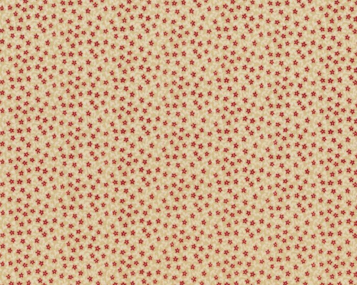 Patchworkstoff PEACE ON EARTH, Mini-Blumen, beige-dunkelrot