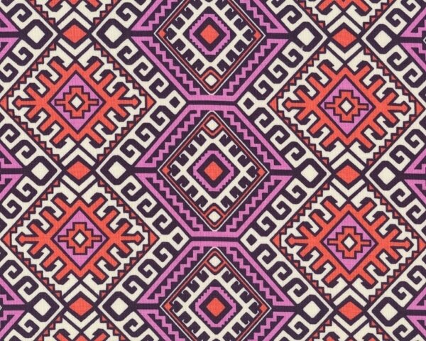 Patchworkstoff HAPI CAMEL BLANKET, Zacken-Ornamentmuster, aprikot-rosa